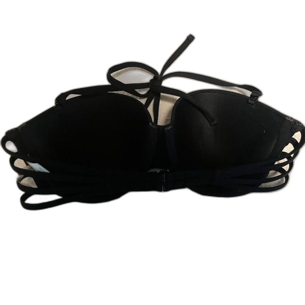 Shade & Shore Swim Bra 36C Black Bikini Underwire Halter Resortwear Beach